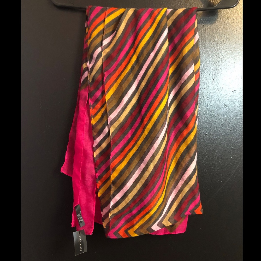 The Limited Bright Pink Colorful Striped Lightweight Scarf